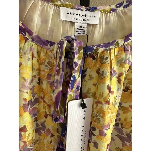 Size M Anthropologie Current Air Colorblock Floral Print MIDI Dress - Picture 5 of 6